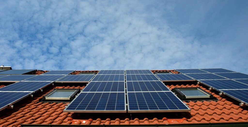 solar system, nature, roof, power generation, solar power, solar cells, energy, electricity, house, solar energy, solar panel, energy transition, blue, renewable, housetop, technology, environmentally friendly, electricity generation, heaven, clouds, sun, roof tiles, roof panels